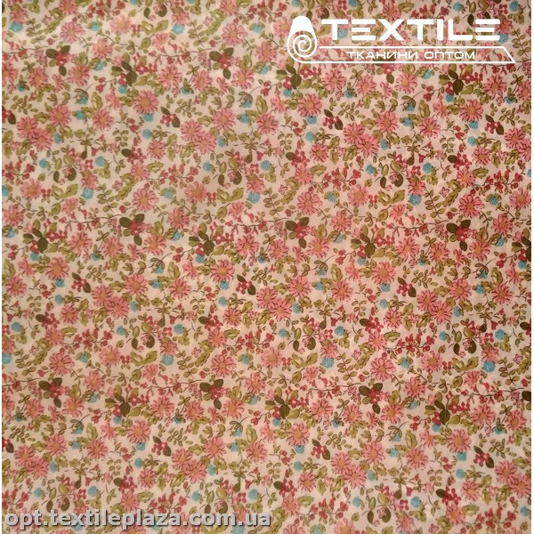 Подкладочная ткань цветная 3065D63C1 цветы, молочный