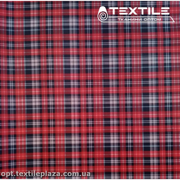 Подкладочная ткань цветная 7031D127C1 клетка, черно-красный