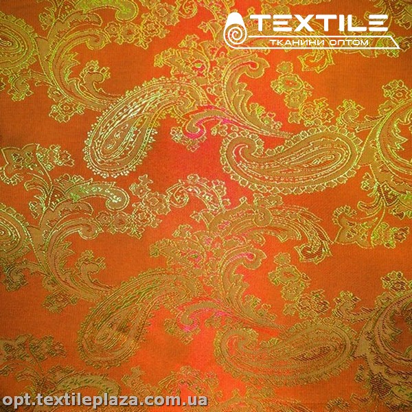Подкладочная ткань Жаккард 1030D1C18 турецкий огурец, оранжевый