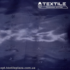 Подкладочная ткань Жаккард 1771D1C1 надписи, сине-черный
