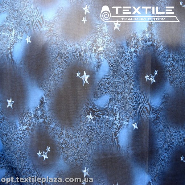 Подкладочная ткань цветная 8031D103C1 морские звезды, темно-синий