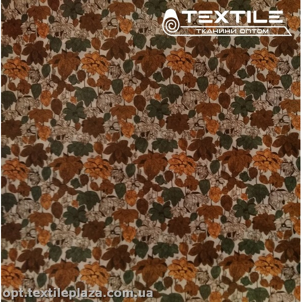 Подкладочная ткань цветная 8031D68C1 цветы, коричнево-белый