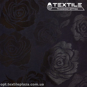 Подкладочная ткань Жаккард 16939D1C6 цветы, ткмно-синий