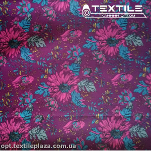 Подкладочная ткань цветная 7031D2C1 цветы, лиловый