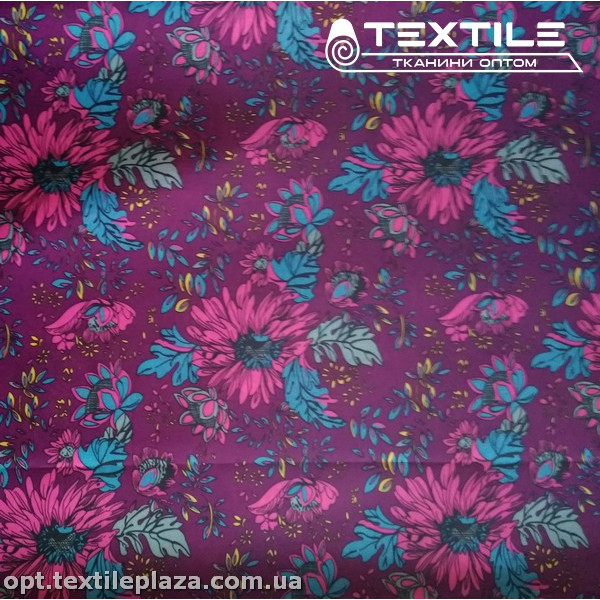 Подкладочная ткань цветная 7031D2C1 цветы, лиловый