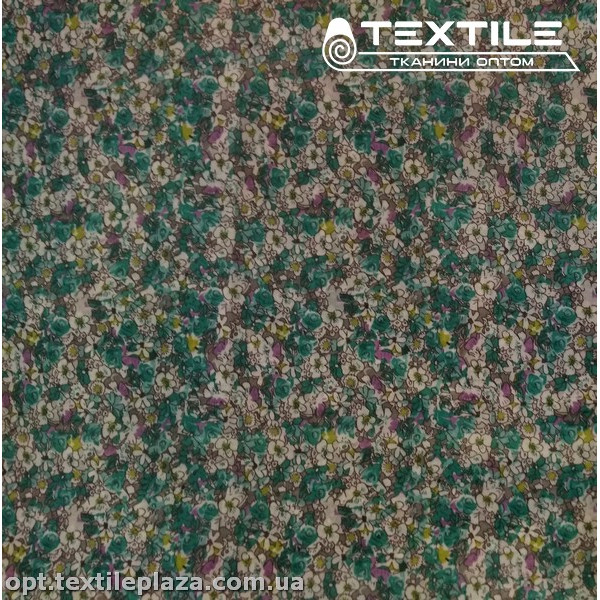 Подкладочная ткань цветная 8031D58C1 цветы, мятно-белый