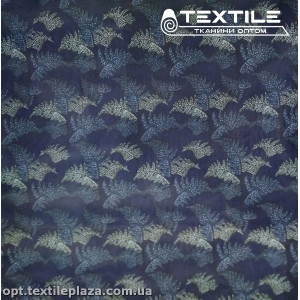 Подкладочная ткань цветная 8031D112C3 листья, темно-синий