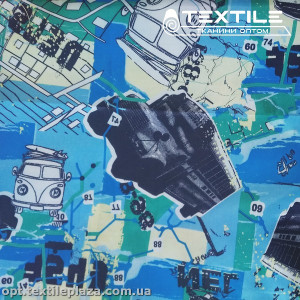 Подкладочная ткань цветная 2123D90C30 автобусы, голубой