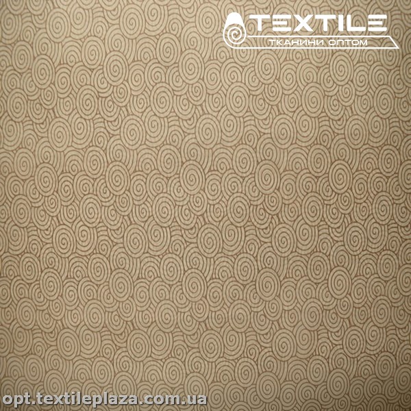 Подкладочная ткань цветная 8031D27C1 завитки, карамельно-бежевый