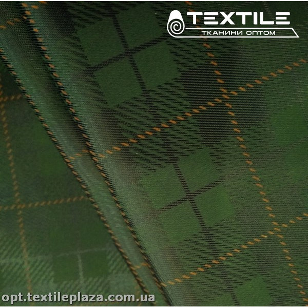 Подкладочная ткань цветная 5555D3C72 Италия клетка, темно-зеленый