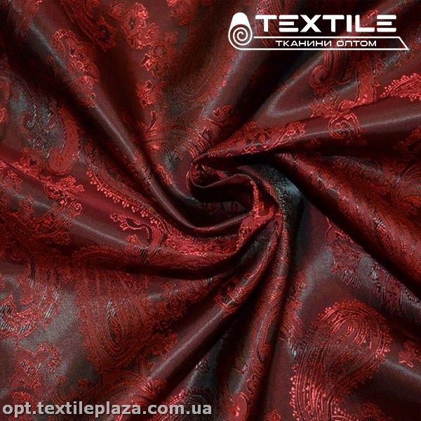 Подкладочная ткань Жаккард 22803D1C11 турецкий огурец, бордовый