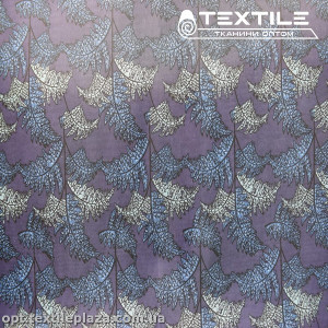 Подкладочная ткань цветная 8031D112C4 листья, темно-фиолетовый