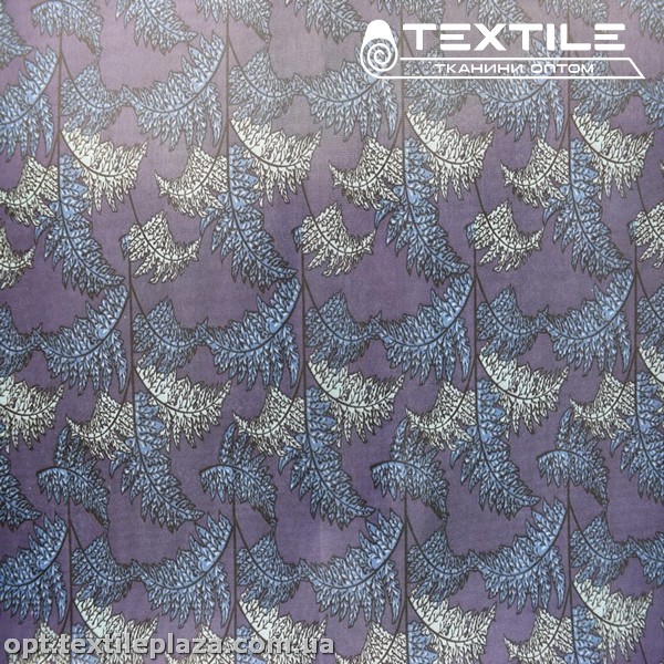 Подкладочная ткань цветная 8031D112C4 листья, темно-фиолетовый