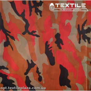 Подкладочная ткань цветная 7031D13C1 камуфляж, красно-оранжевый