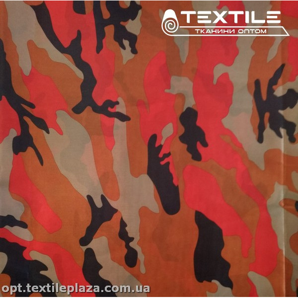 Подкладочная ткань цветная 7031D13C1 камуфляж, красно-оранжевый
