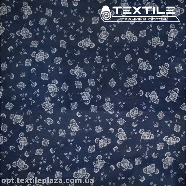 Подкладочная ткань цветная 8031D77C1 цветы, темно-синий