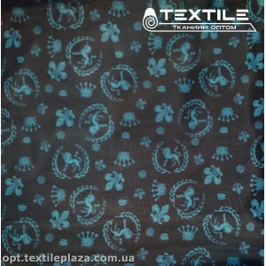 Подкладочная ткань цветная 8031D111C1 геральдика, сине-черный
