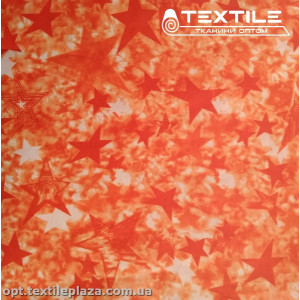 Подкладочная ткань цветная 6093D7C925 звезды, оранжевый