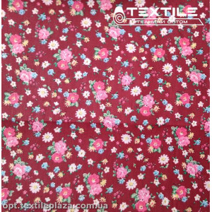 Сатин постельный цветной 7711D13C13 цветы, красный