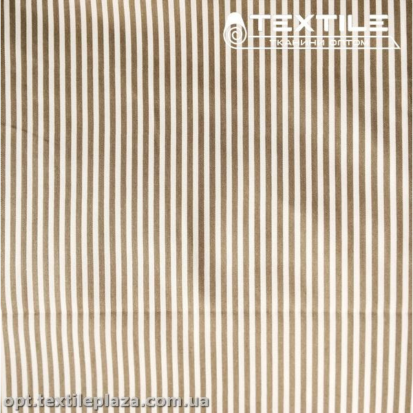 Сатин постельный цветной 1155D1C4 полоска хаки, белый