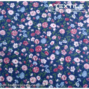 Сатин постельный цветной 7711D25C25 цветы, синий