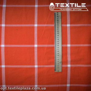 Сатин постельный цветной 2501D3C2 клетка белая, оранжевый