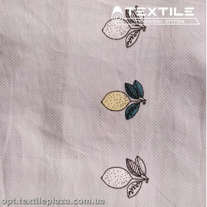 Сатин постельный цветной 14235D10C1 лимоны, серый