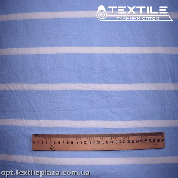Сатин постельный цветной 2501D1C1 полоска белая, голубой