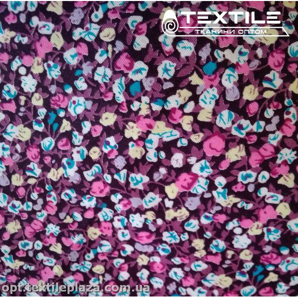 Сатин постельный цветной 7711D17C17 цветы, темно-лиловый