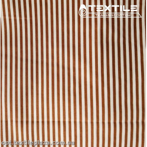 Сатин постельный цветной 1155D1C5 полоска коричневая, белый