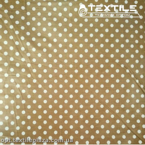 Сатин постельный цветной 4400D4C4 горошек, светло-коричневый