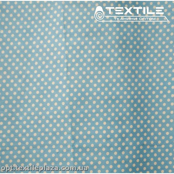 Сатин постельный цветной 1777D1C2 горошек, голубой