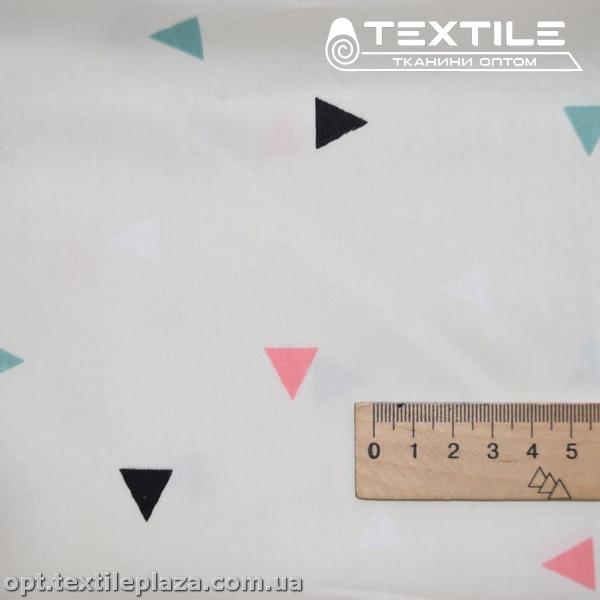 Сатин постельный цветной 11001D8C21 треугольники, белый