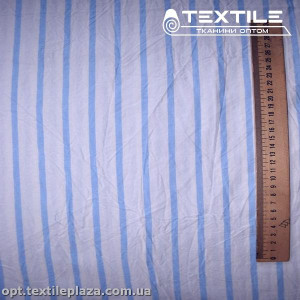 Сатин постельный цветной 2501D1C2 полоска голубая, белый