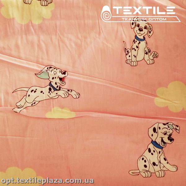 Сатин постельный цветной 11160D1C16 собачки, розовый