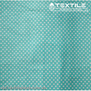 Сатин постельный цветной 1777D1C3 горошек, бирюзовый