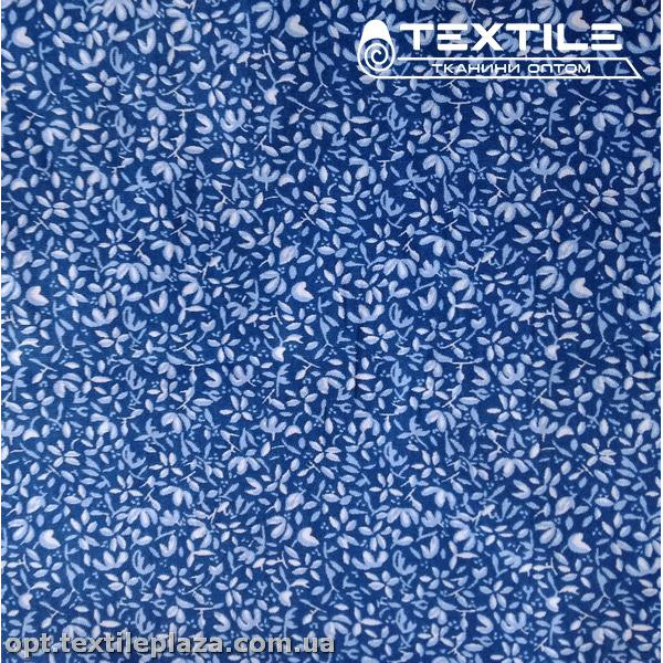 Сатин постельный цветной 7711D8C8 цветы, синий