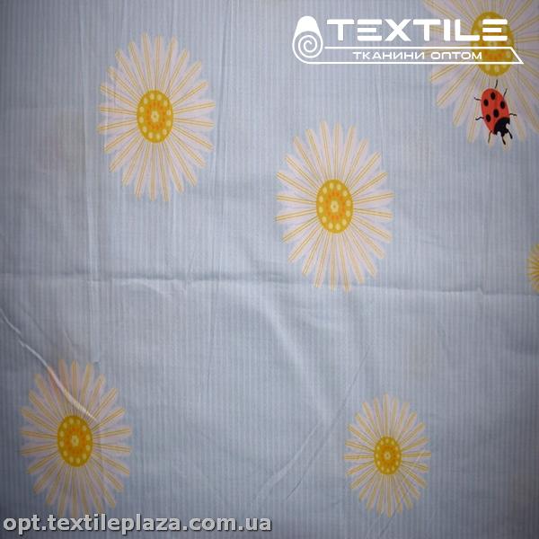 Сатин постельный цветной 1603D2C2 цветы, голубой