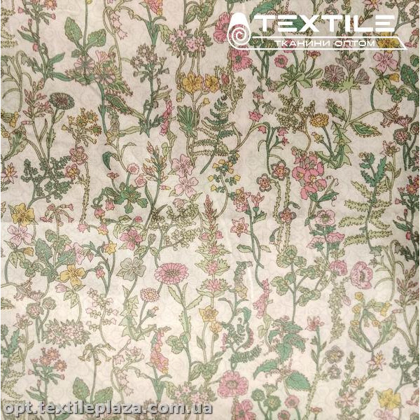 Сатин постельный цветной 1117D13C3 травы, белый