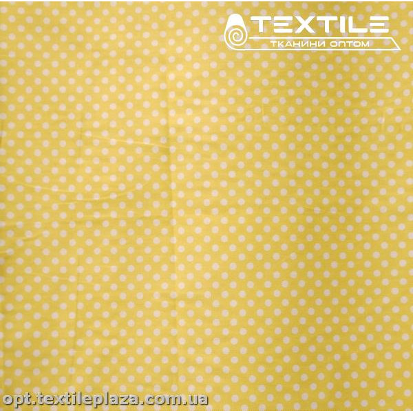 Сатин постельный цветной 1777D1C5 горошек, желтый