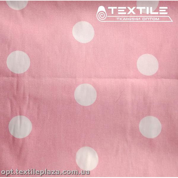 Сатин постельный цветной 1211D2C1 горошек, лососевый