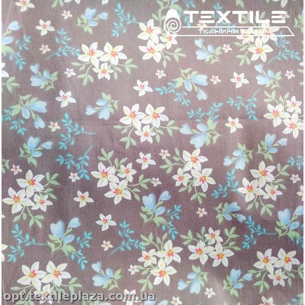 Сатин постельный цветной 1117D4C5 цветы, коричневый