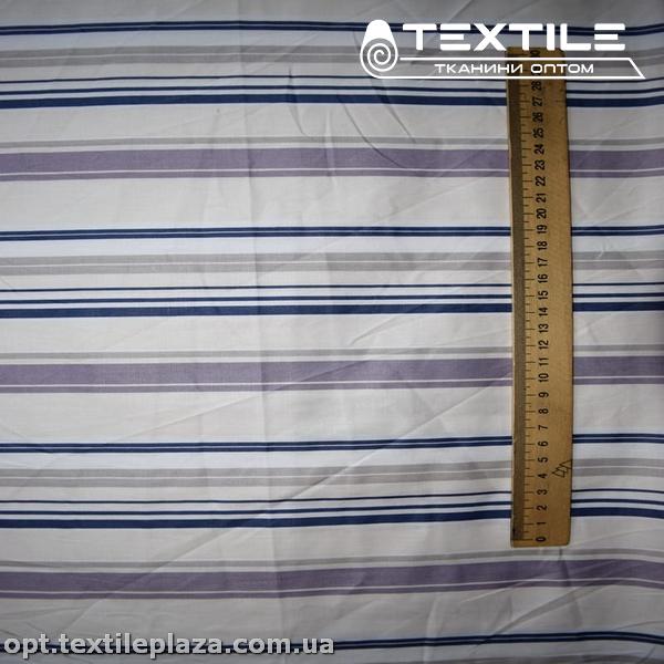 Сатин постельный цветной 1603D21C21 полоска сиреневая, белый