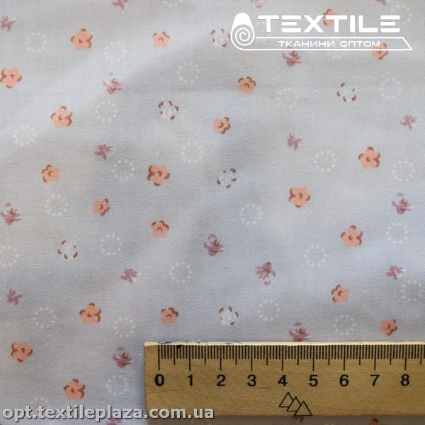 Сатин постельный цветной 1603D28C28 цветы, серый