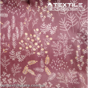 Сатин постельный цветной 1155D2C2 травы, бордово-терракотовый