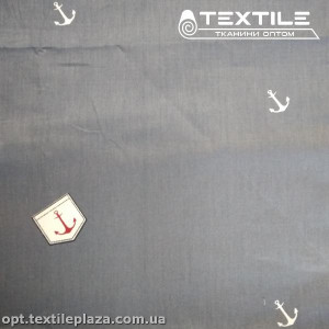 Сатин постельный цветной 15230D5C5 якоря, темно-серый