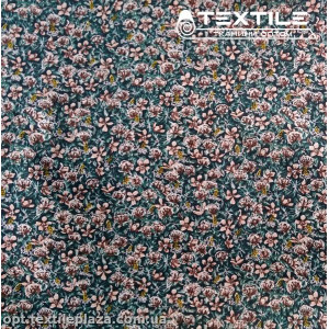 Сатин постельный цветной 1117D6C6 цветы, темно-зеленый