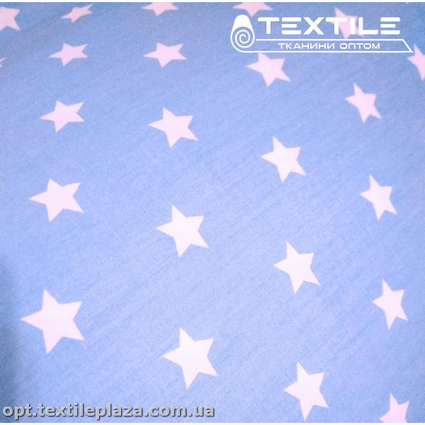 Сатин постельный цветной 1777D2C1 звезды, голубой