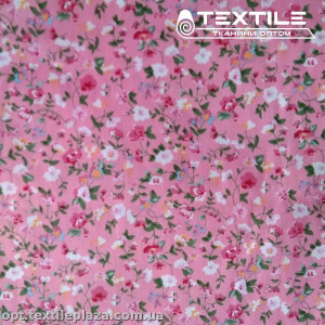 Сатин постельный цветной 7711D21C22 цветы, розовый