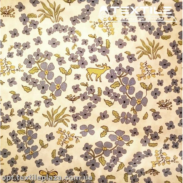 Сатин постельный цветной 3160D41C82 цветы сиреневые, белый